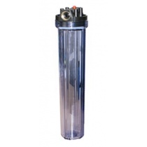 20'' Housing Clear IN-OUT 1'' Brass port with wrench and Bracket